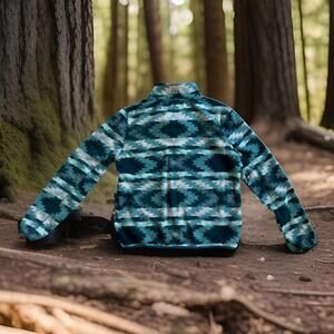 Prince & Fox Aztec Southwest Native Fleece Pullover Blue And Teal XL